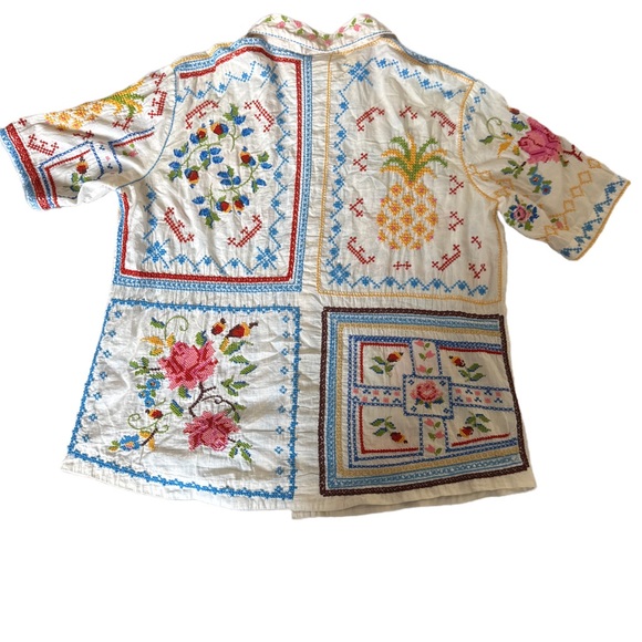 FARM Rio Multicolor Embroidered Button Down Shirt XS New - Picture 6 of 9